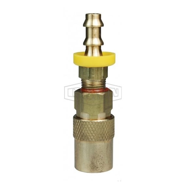 DQC CM Industrial Mold Interchange Unvalved Coupler, 1/2 in Nominal, Push-Loc Barb, Brass